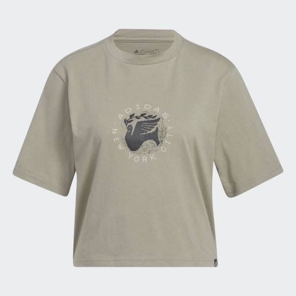 Galet Argenté Adidas New York Pigeon Crop T-shirt Graphique Fashion