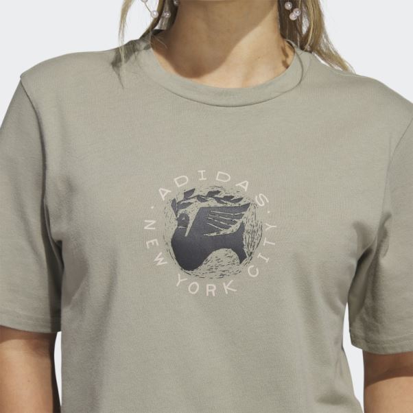 Galet Argenté Adidas New York Pigeon Crop T-shirt Graphique Fashion