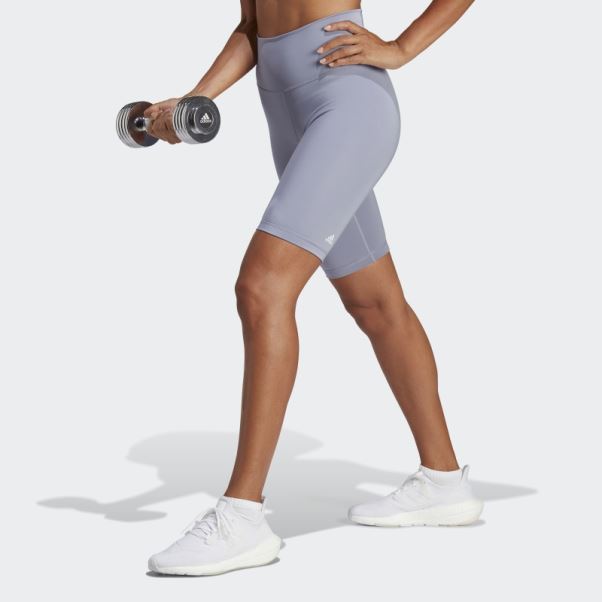 Leggings Courts Optime Training Bike Violet Argent Adidas