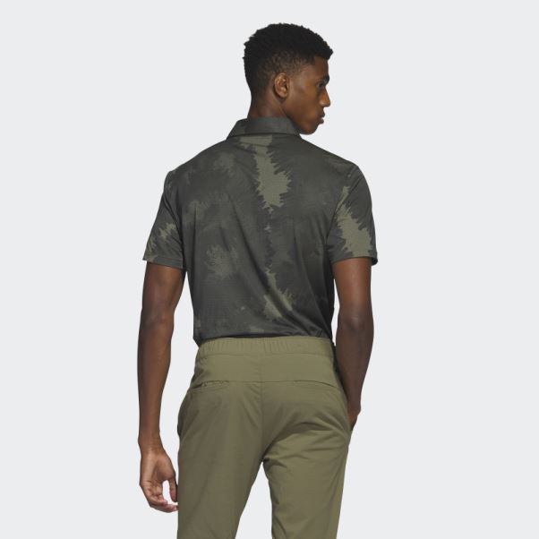 Polo De Golf En Maille à Fleurs Adidas Olive