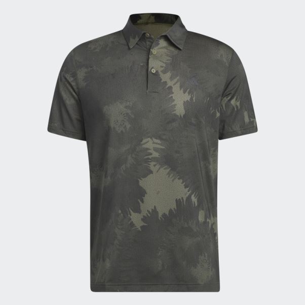 Polo De Golf En Maille à Fleurs Adidas Olive
