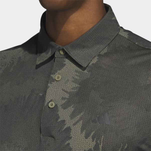 Polo De Golf En Maille à Fleurs Adidas Olive
