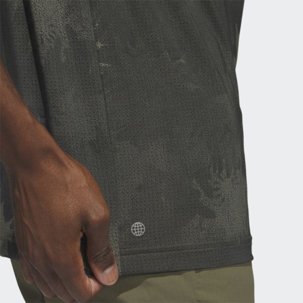 Polo De Golf En Maille à Fleurs Adidas Olive