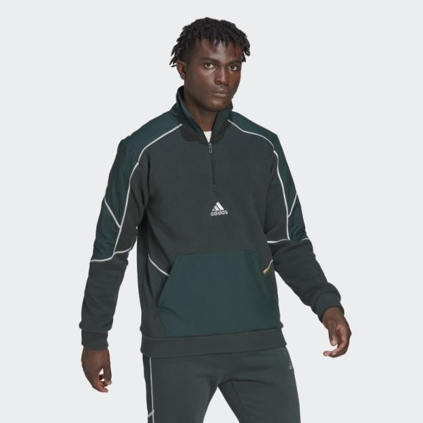 Haut Adidas Essentials Reflect-in-the-dark Polar Fleece Quarter-zip Vert