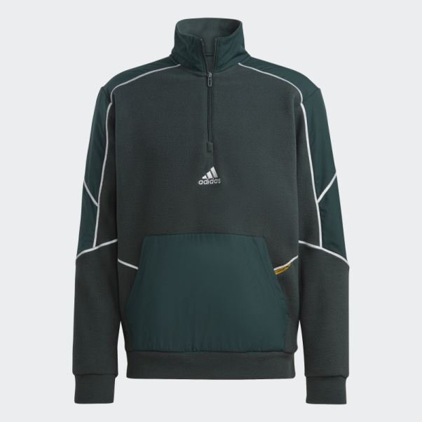 Haut Adidas Essentials Reflect-in-the-dark Polar Fleece Quarter-zip Vert