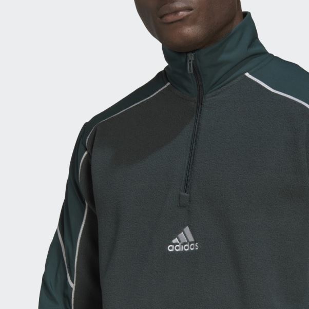 Haut Adidas Essentials Reflect-in-the-dark Polar Fleece Quarter-zip Vert