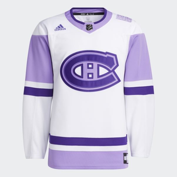 Chandail Blanc Des Canadiens De Hockey Contre Le Cancer Adidas