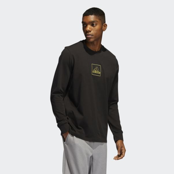 T-shirt Graphique Brodé à Manches Longues Adidas Noir