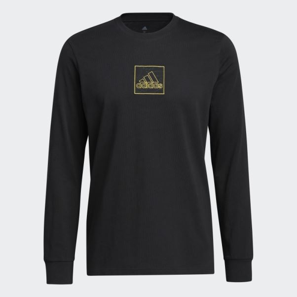 T-shirt Graphique Brodé à Manches Longues Adidas Noir