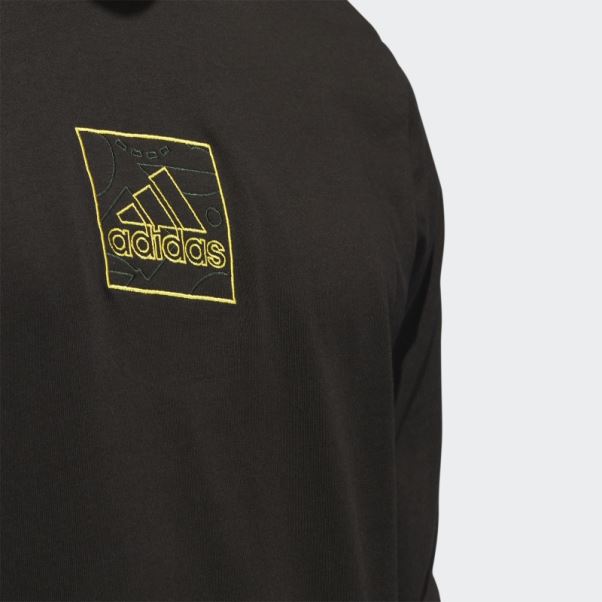 T-shirt Graphique Brodé à Manches Longues Adidas Noir