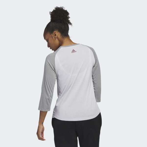 T-shirt De Baseball Adidas Gris à Manches 3/4