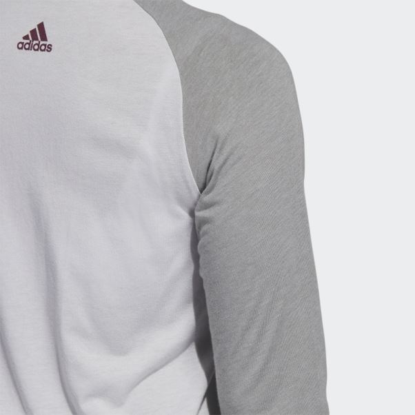 T-shirt De Baseball Adidas Gris à Manches 3/4