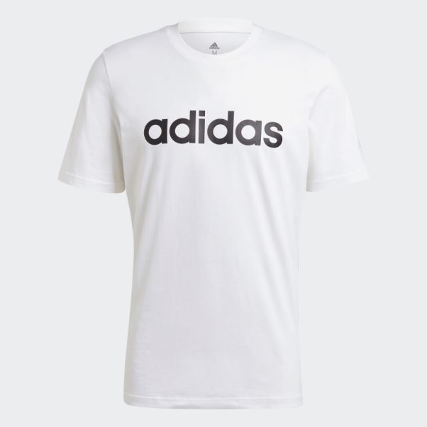 T-shirt Logo Brodé Linéaire Adidas Essentials Blanc