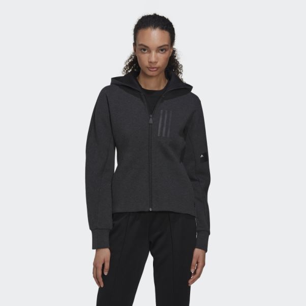 Adidas Mission Victoire Sweat à Capuche Zippé Coupe Slim Noir Melange