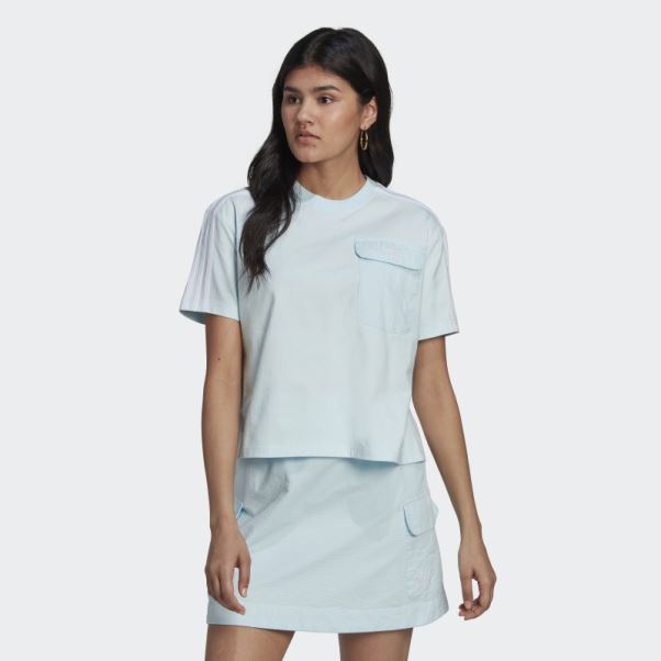 Adidas Adicolor Classics Popeline Back Loose Tee Bleu