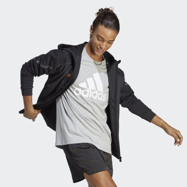 T-shirt à Gros Logo En Jersey Essentiel Gris Moyen Adidas
