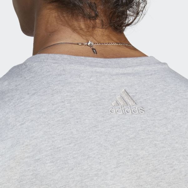 T-shirt Adidas Essentials Single Jersey Gros Logo Gris Moyen