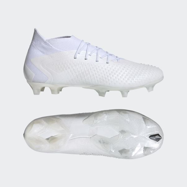 Adidas Predator Precision.1 Chaussures De Sol Ferme Blanches