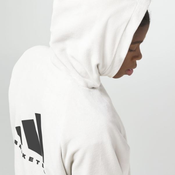 Sweat à Capuche En Velours Adidas Basketball Blanc (non Genré)
