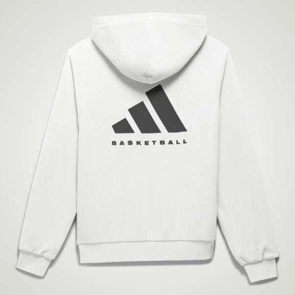 Adidas Basketball Sweat à Capuche En Velours Blanc