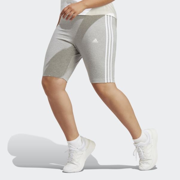Short De Vélo Essentiel à 3 Bandes (grande Taille) Gris Moyen Adidas