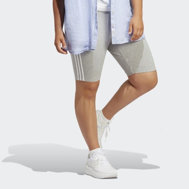 Short De Vélo Essentiel à 3 Bandes (grande Taille) Gris Moyen Adidas