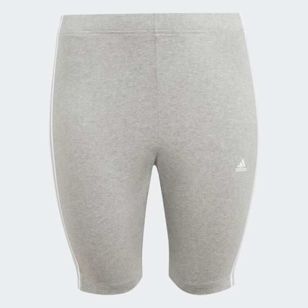 Short De Vélo Essentiel à 3 Bandes (grande Taille) Gris Moyen Adidas