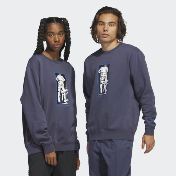 Sweat Ras Du Cou Graphique Shmoofoil Adidas Bleu Marine