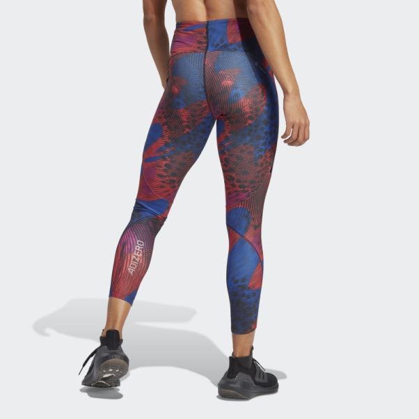 Adidas Adizero Running Allover Print 7/8 Legging Rouge