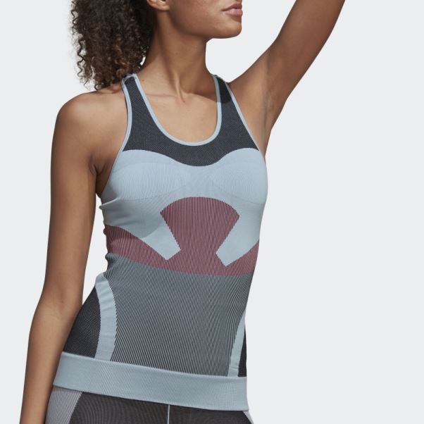 Adidas By Stella Mccartney Truestrength Yoga Knit Débardeur Bleu Arctique
