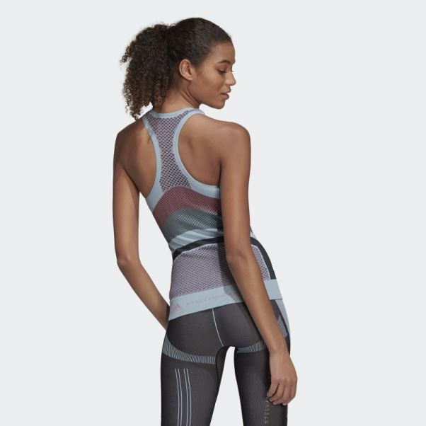 Adidas By Stella Mccartney Truestrength Yoga Knit Débardeur Bleu Arctique