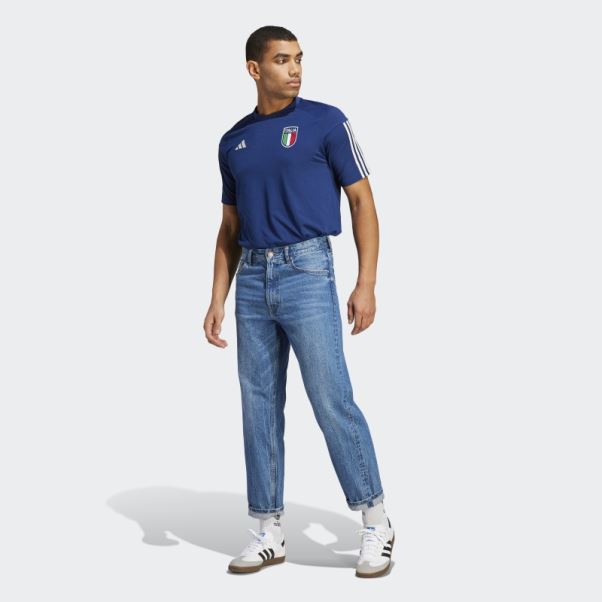 Tee Shirt Adidas Tiro 23 Italy Bleu Foncé En Coton