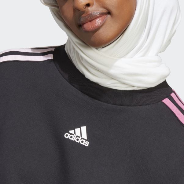 Sweat 3 Bandes Avec Patchs Fleurs Chenille Adidas Noir