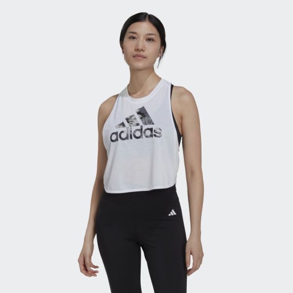 Adidas Aeroready Made For Training Débardeur Fleuri Blanc