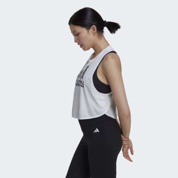 Adidas Aeroready Made For Training Débardeur Fleuri Blanc