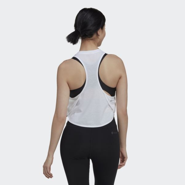 Adidas Aeroready Made For Training Débardeur Fleuri Blanc