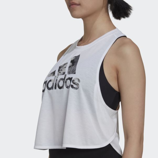 Adidas Aeroready Made For Training Débardeur Fleuri Blanc