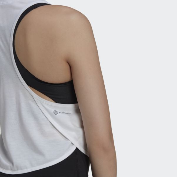 Adidas Aeroready Made For Training Débardeur Fleuri Blanc