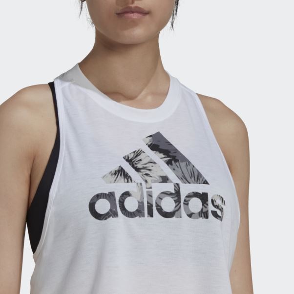 Adidas Aeroready Made For Training Débardeur Fleuri Blanc