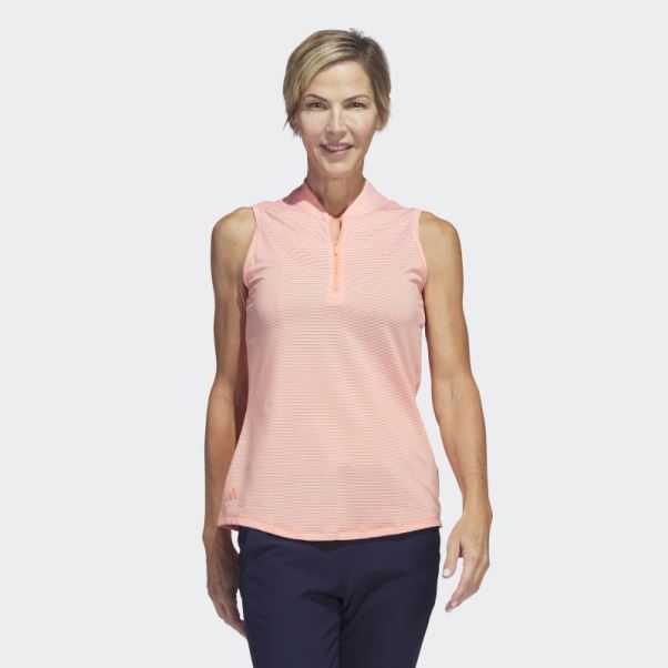 Polo De Golf Sans Manches Ottoman Bicolore Corail Adidas