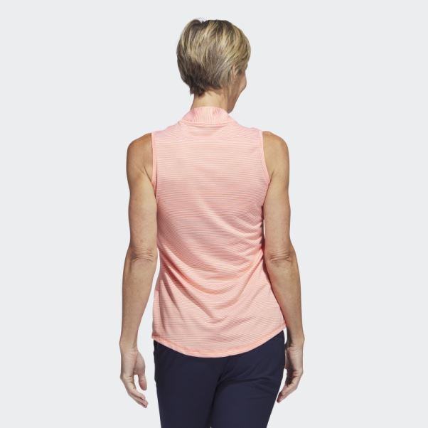 Polo De Golf Sans Manches Ottoman Bicolore Corail Adidas