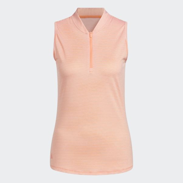 Polo De Golf Sans Manches Ottoman Bicolore Corail Adidas
