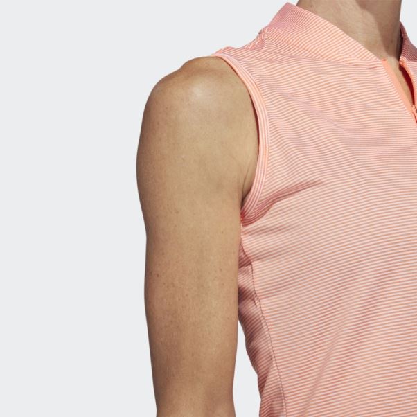 Polo De Golf Sans Manches Ottoman Bicolore Corail Adidas