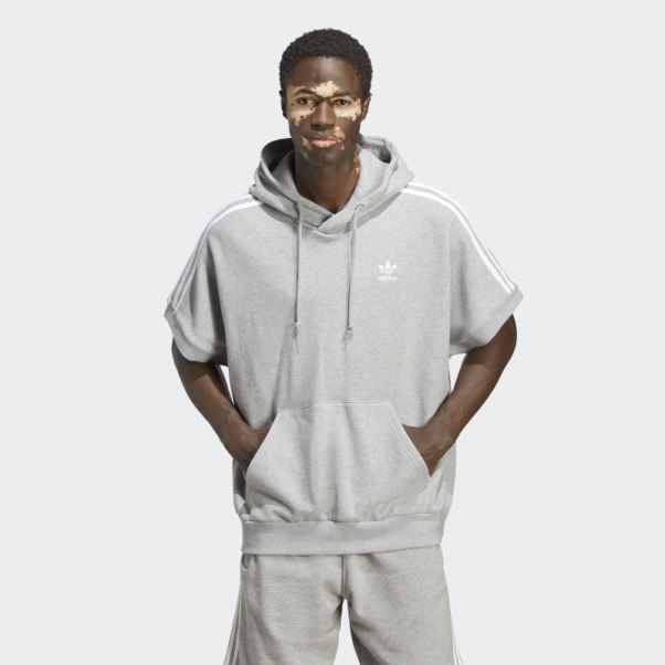 Adidas Adicolor Classics Sweat à Capuche Manches Courtes Gris Moyen