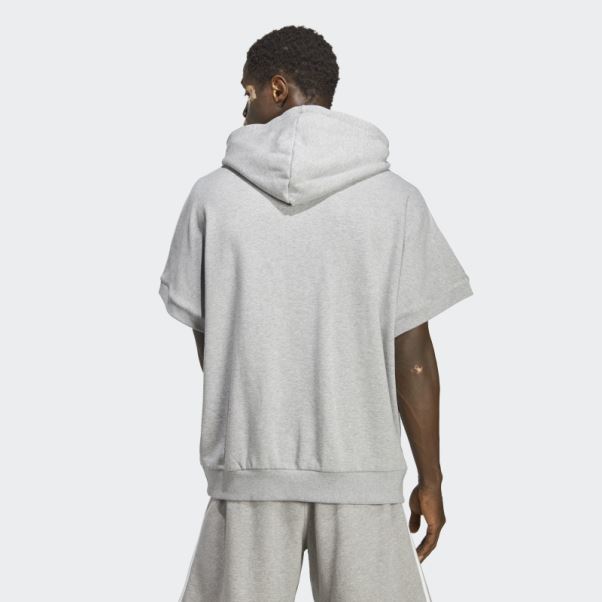 Adidas Adicolor Classics Sweat à Capuche Manches Courtes Gris Moyen