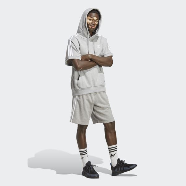 Adidas Adicolor Classics Sweat à Capuche Manches Courtes Gris Moyen