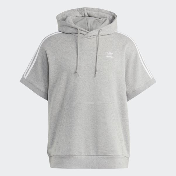 Adidas Adicolor Classics Sweat à Capuche Manches Courtes Gris Moyen