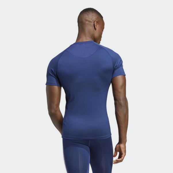 T-shirt D'entraînement Techfit 3 Bandes Adidas Bleu Foncé