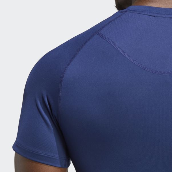 T-shirt D'entraînement Techfit 3 Bandes Adidas Bleu Foncé