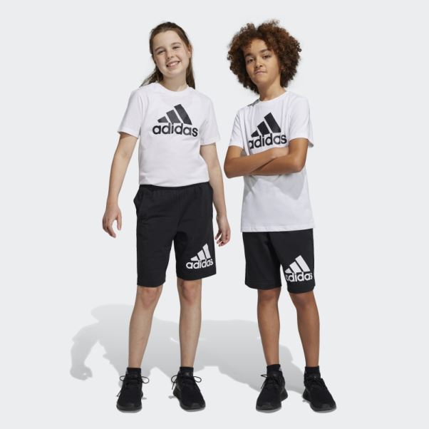 Short En Coton Adidas Essentials Noir Avec Gros Logo
